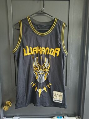 Wakanda Black Panther Mesh Basketball Jersey - Black & Yellow